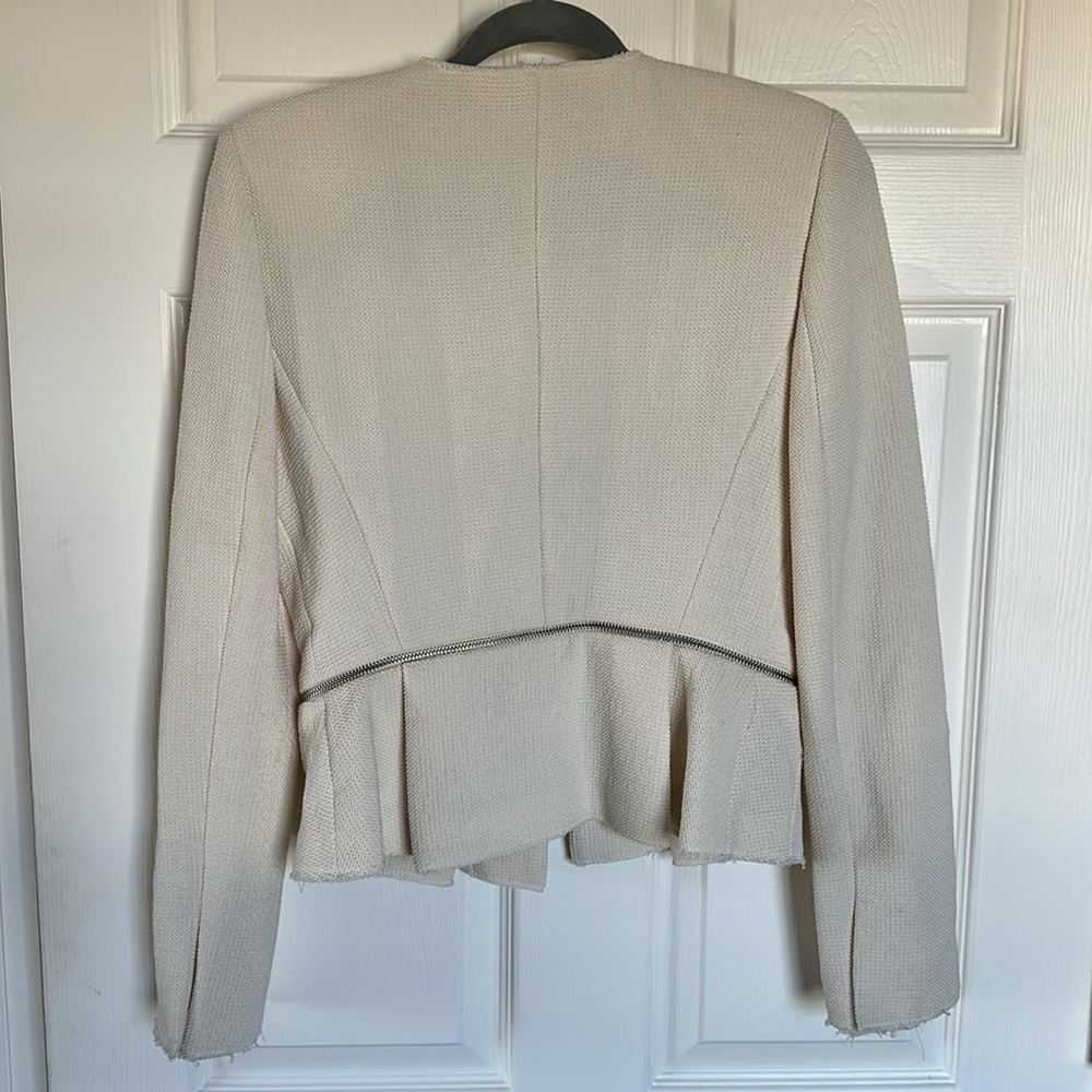 Zara jacket removable Woven Knit Peplum hem tweed blazer size Medium - Picture 4 of 10